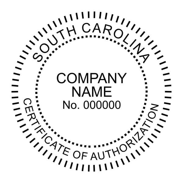 A close-up of the State of South Carolina Certificate of Authorization Seal