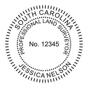 A close-up of the State of South Carolina Land Surveyor Seal