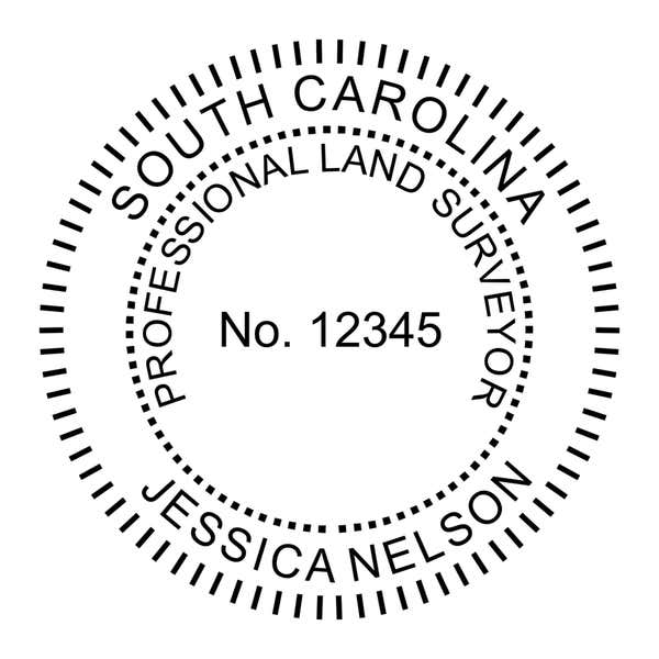 A close-up of the State of South Carolina Land Surveyor Seal