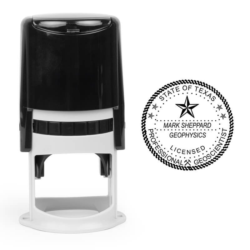 State of Texas Geoscientist Seal stamp for licensed professional geophysicists. 
