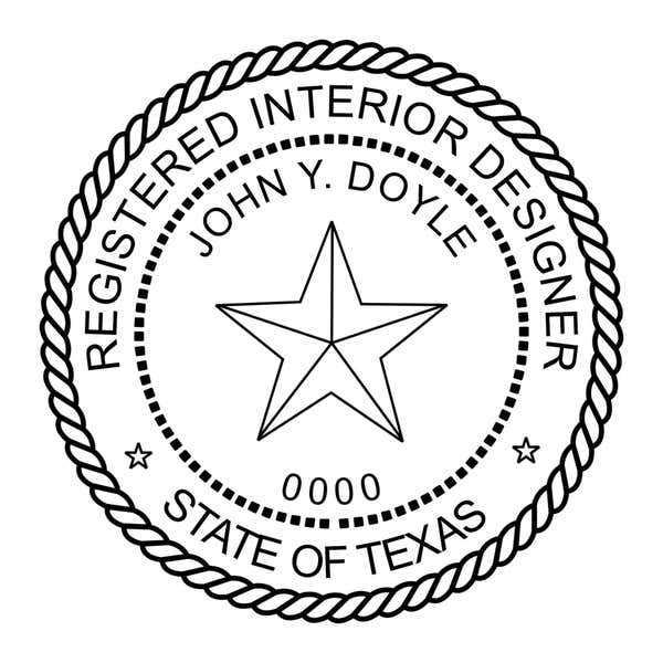 A close-up of the State of Texas Interior Designer Seal