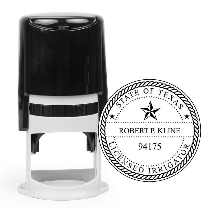 Texas irrigator seal imprint and stamp body