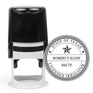 Texas irrigator seal imprint and stamp body
