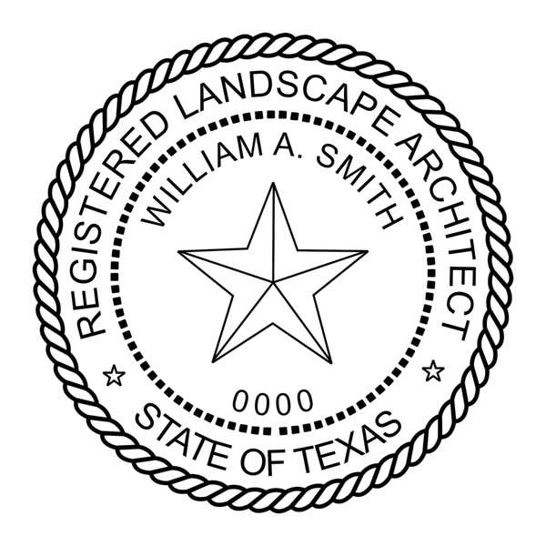 A close-up of the State of Texas Landscape Architect Seal