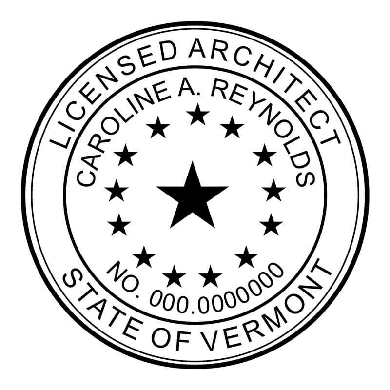 A close-up on the State of Vermont Architect Seal