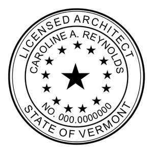 A close-up on the State of Vermont Architect Seal