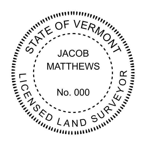 A close-up of the State of Vermont Land Surveyor Seal