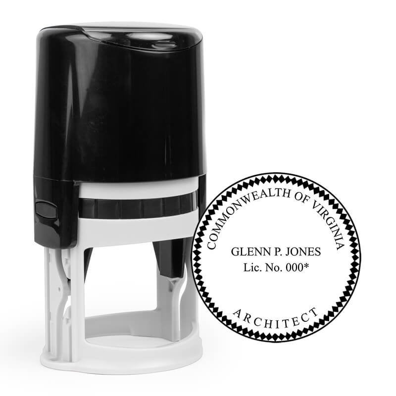 The State of Virginia Architect Seal next to the self-inking stamp