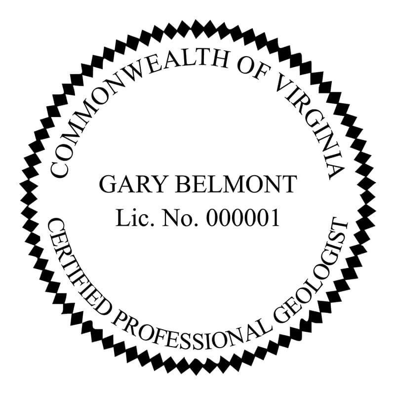 A close-up on the State of Virginia Geologist Seal