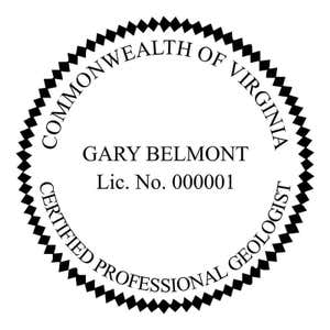A close-up on the State of Virginia Geologist Seal