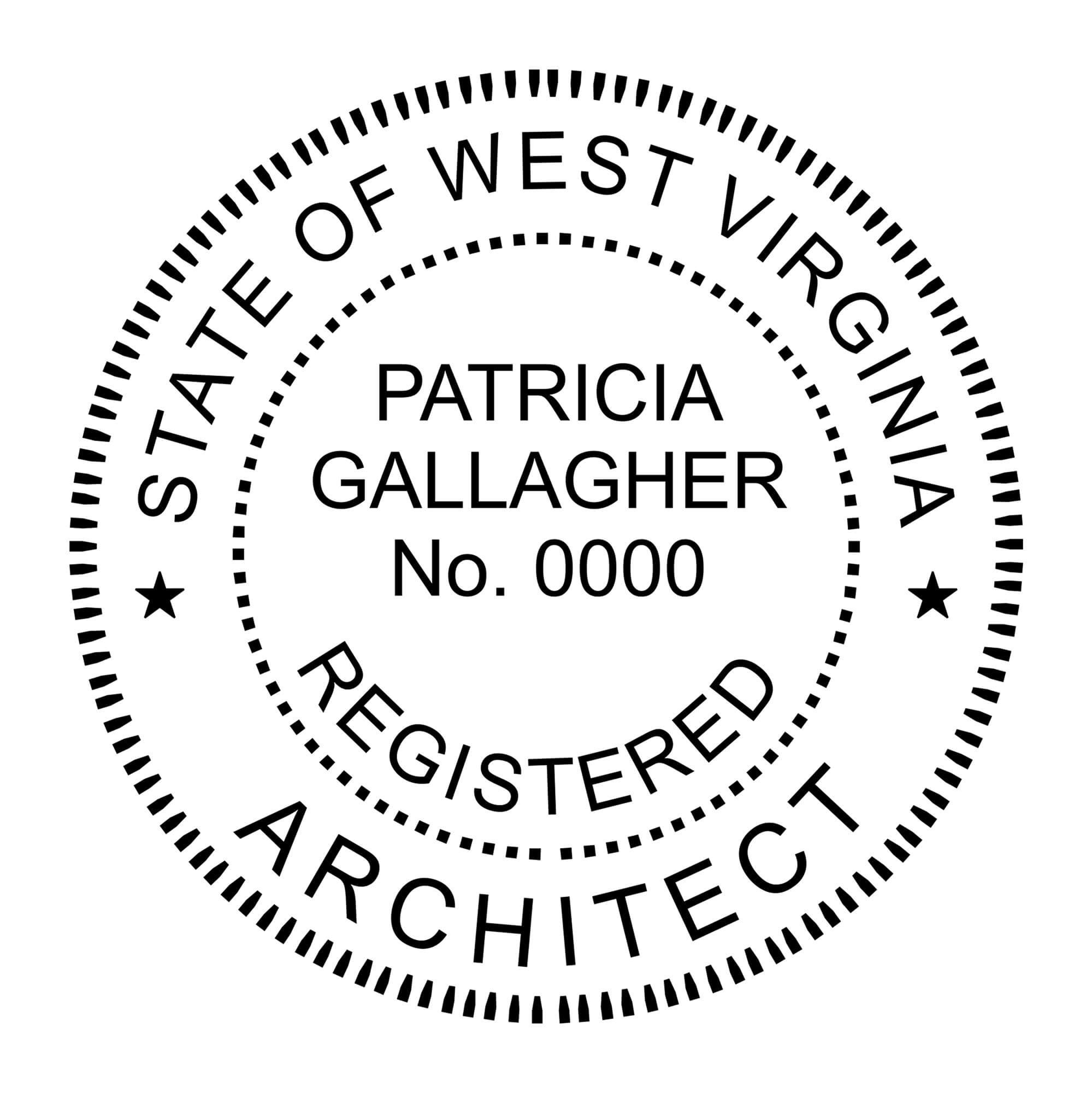 A close-up of the State of West Virginia Architect Seal