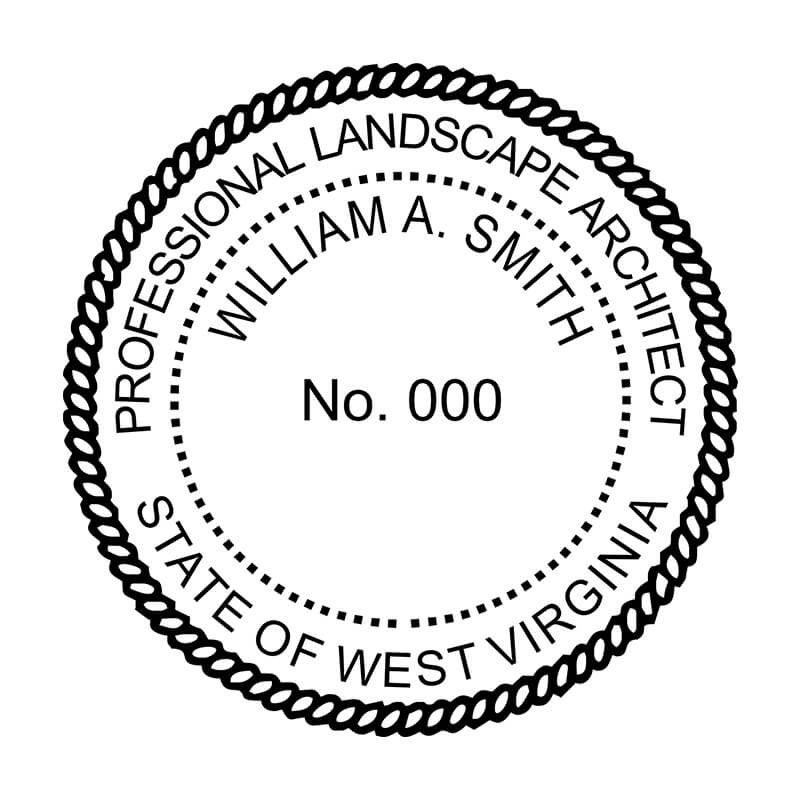 A close-up of the State of West Virginia Landscape Architect Seal