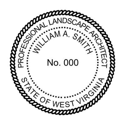 A close-up of the State of West Virginia Landscape Architect Seal