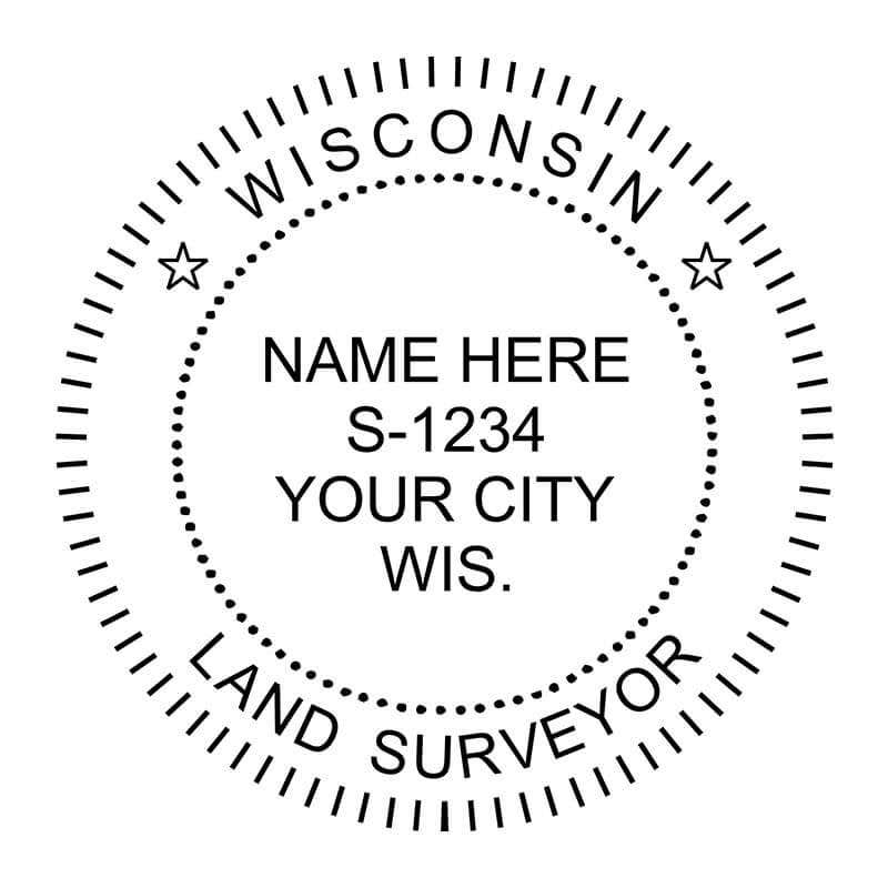 A close-up of the State of Wisconsin Land Surveyor Seal