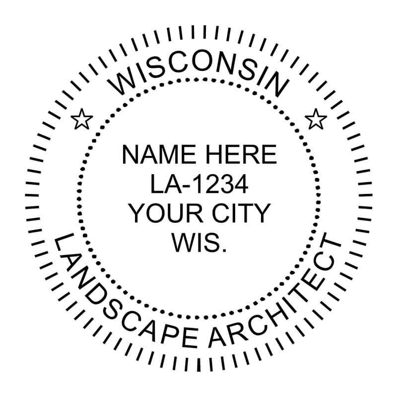 A close-up of the State of Wisconsin Landscape Architect Seal