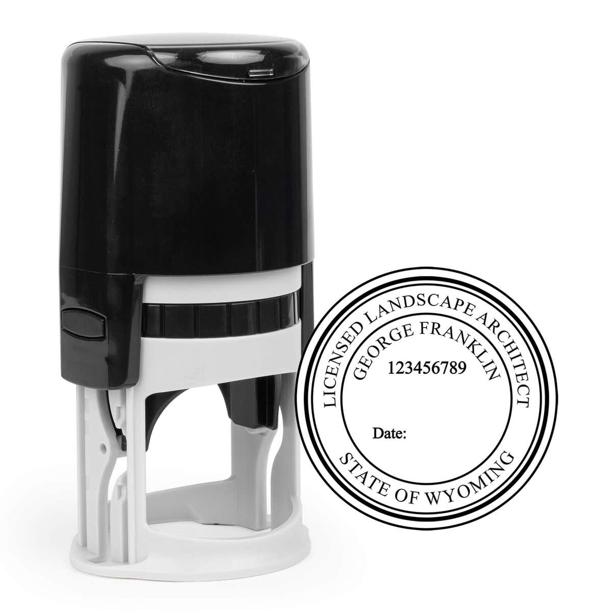 The State of Wyoming Landscape Architect Seal and a self-inking stamp