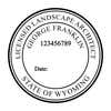 A close-up of the State of Wyoming Landscape Architect Seal