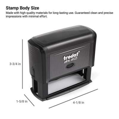 Rectangular Custom Self-Inking Stamp, 1" x 3-1/4", with Personalized Text, Logo or Art by Trodat (Model 4925, Multiple Ink Colors) - alternate view