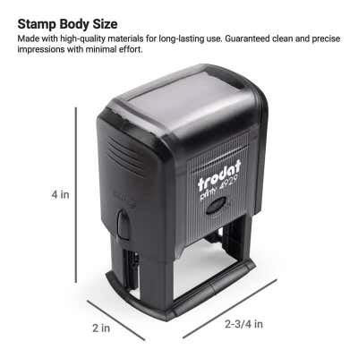 Rectangular Custom Self-Inking Stamp, 1-3/16" x 2", with Personalized Text, Logo, or Art by Trodat (Model 4929, Multiple Ink Colors) - alternate view
