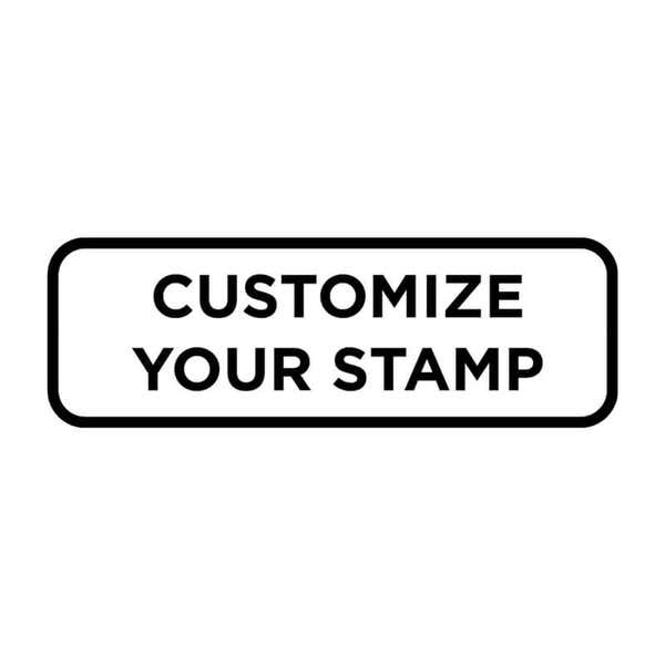 Black and white rectangular design reads, "Customize Your Stamp"