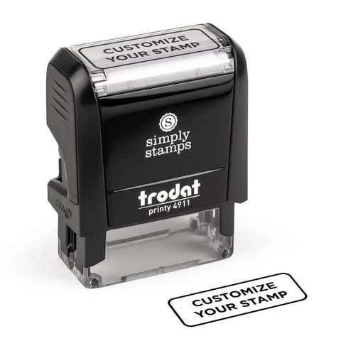 Rectangular Custom Self-Inking Stamp, 9/16" x 1-1/2", with Personalized Text, Logo or Art (Trodat Printy 4911, 7 ink colors)