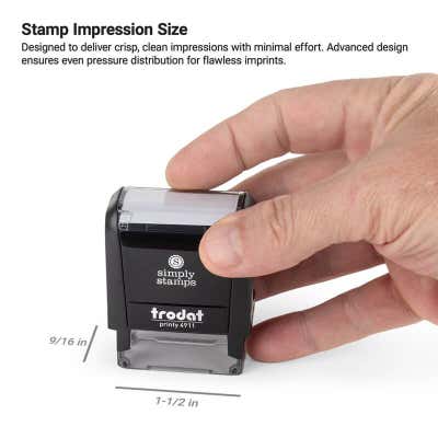 Rectangular Custom Self-Inking Stamp, 9/16" x 1-1/2", with Personalized Text, Logo or Art (Trodat Printy 4911, 7 ink colors) - alternate view