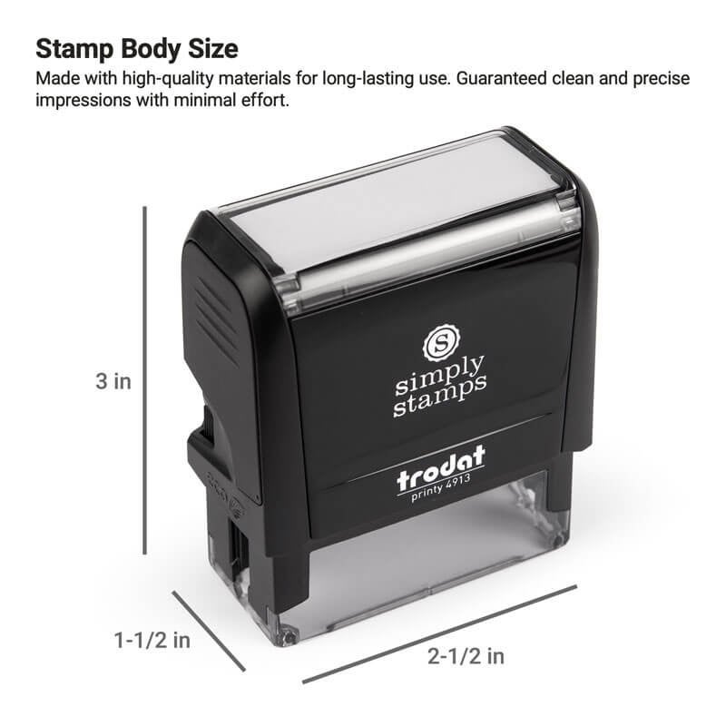 Stamp body size for the Trodat 4913 with body size 3" x 2.5" x 1.5"