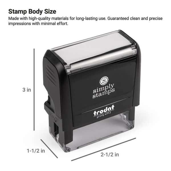 Stamp body size for the Trodat 4913 with body size 3" x 2.5" x 1.5"