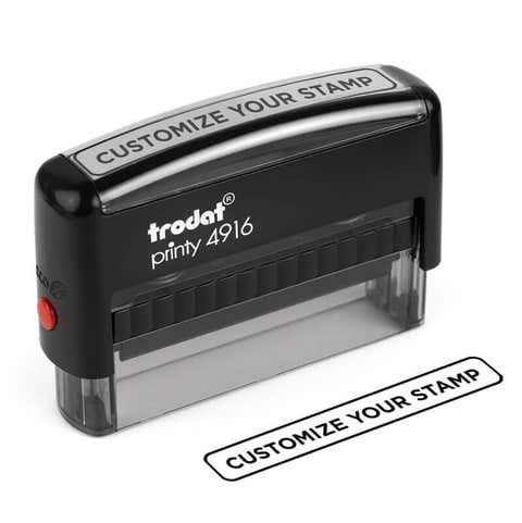 Rectangular Custom Self-Inking Stamp, 3/8" x 2-3/4", with Personalized Text, Logo or Art by Trodat (Model 4916, Multiple Ink Colors)
