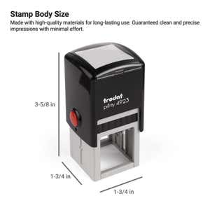Sizing chart for the Self-Inking Stamp, 1-3/16" x 1-3/16" 