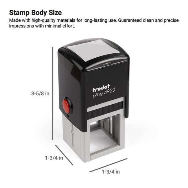 Sizing chart for the Self-Inking Stamp, 1-3/16" x 1-3/16" 