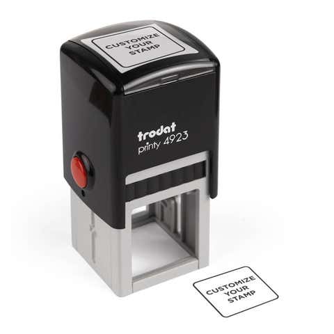 Square Custom Self-Inking Stamp, 1-3/16" x 1-3/16", with Personalized Text, Logo or Art by Trodat (Model 4923, Multiple Ink Colors)