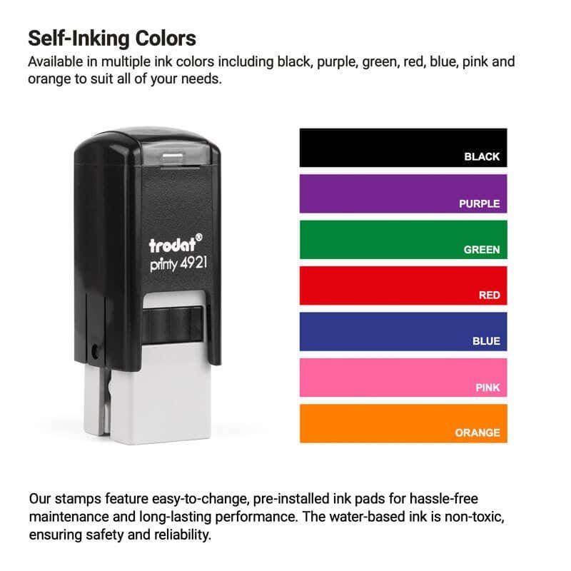 Ink color options to truly personalize your stamp 