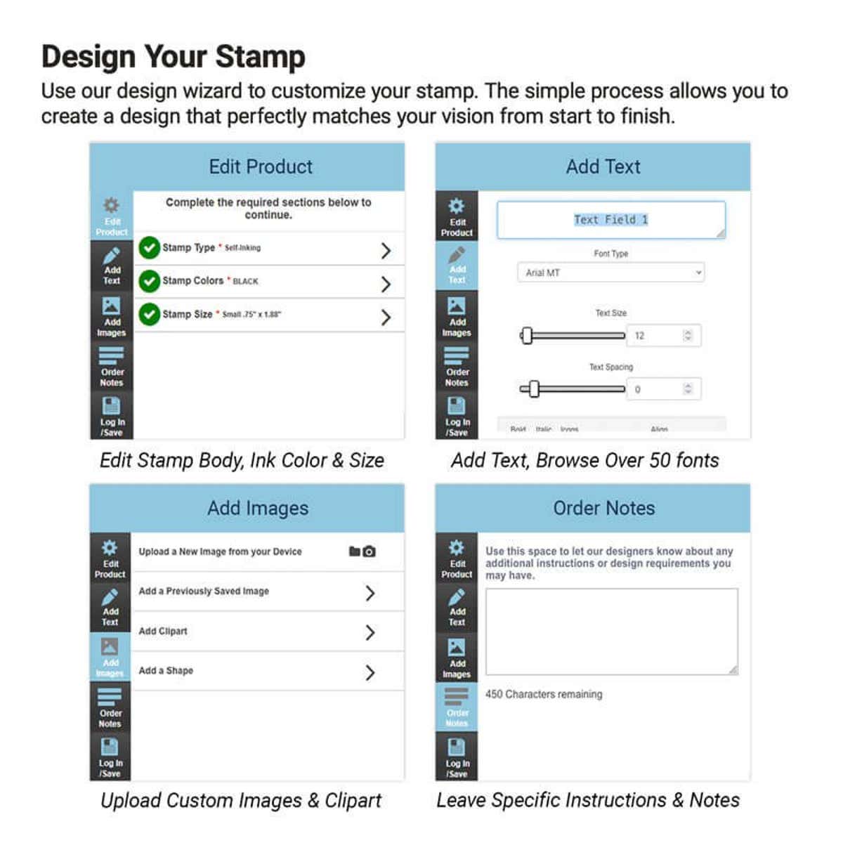 Steps on how to create your custom stamp in the design tool