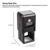Simply Stamps self-inking stamp with body dimensions labeled as 4-3/8" tall x 2-1/4" wide x 2-1/4" deep.