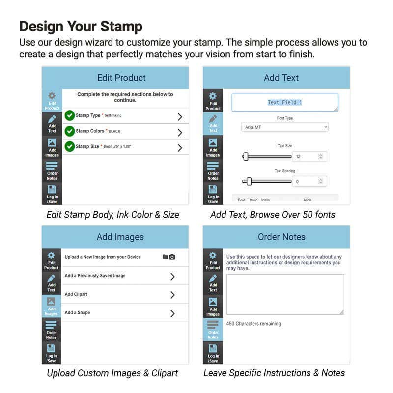 Steps on how to design a custom stamp in our design tool