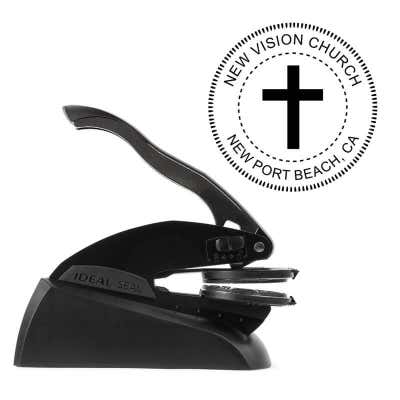 Religious Cross Embosser - Customizable - Trodat M1P/M2P (1-5/8" or 2") - alternate view