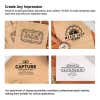 Collage showcasing personalized stamp designs used for branding, gift tags, and logos, highlighting creative uses for custom stamps