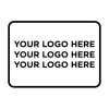 Black and white stamped impression showcasing a placeholder that reads “Your Logo Here"
