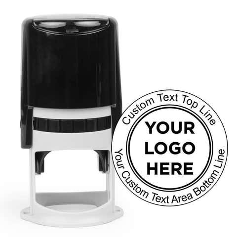 Custom Text Round Centered Logo Stamp