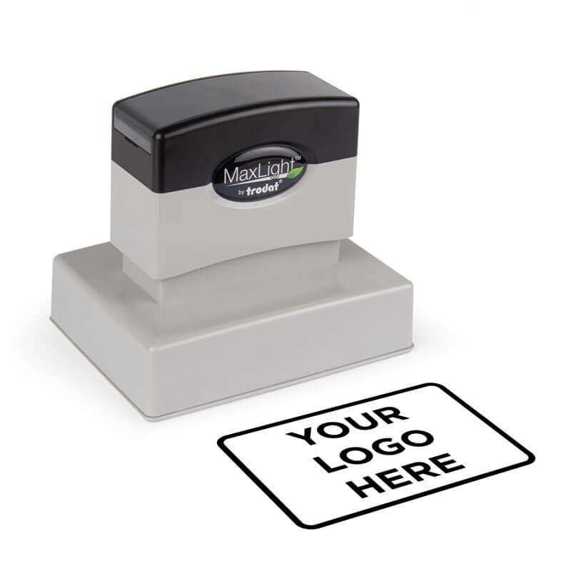 Large Custom Logo Stamp with impression sample reading "Your Logo Here"