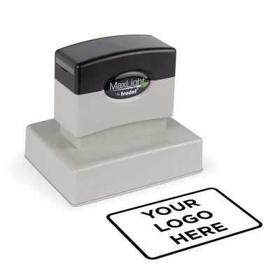 Large Custom Logo Stamp with impression sample reading "Your Logo Here"