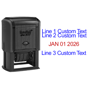 Custom Self-Inking Three Line Dater Stamp Body and Design