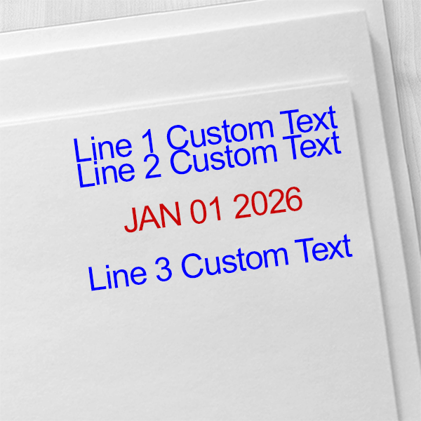 Custom Self-Inking Three Line Dater Stamp Imprint Example