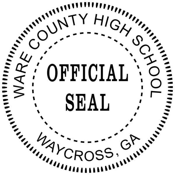 Example of the imprint from the Custom Official Seal, shown in black ink
