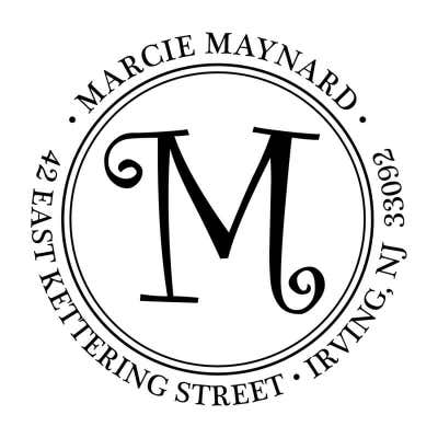 CurlyQ Script Monogram Address Stamp