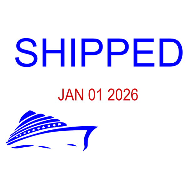 Blue and Red Shipped Ship Dater Stamp