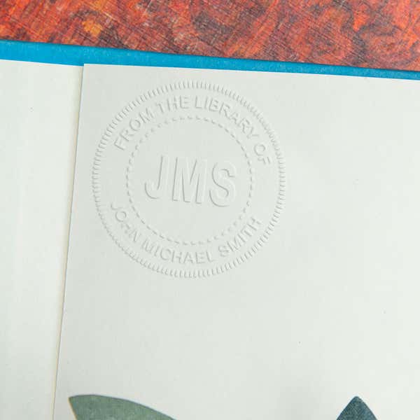 Example of Library Book Embosser Imprint inside of book