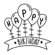 Happy Birthday Balloons Craft Stamp - Wood Handle (1.5")
