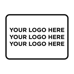 Black and white stamped impression showcasing a placeholder that reads “Your Logo Here"